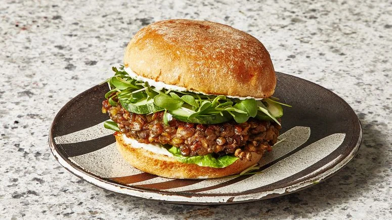 Image may contain Burger and Food