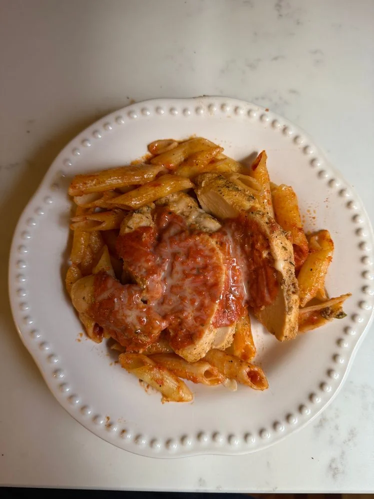 Forkful meal heated and plated