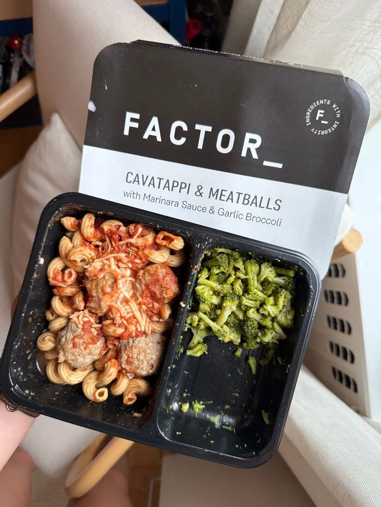 Factor cavatappi and meatballs
