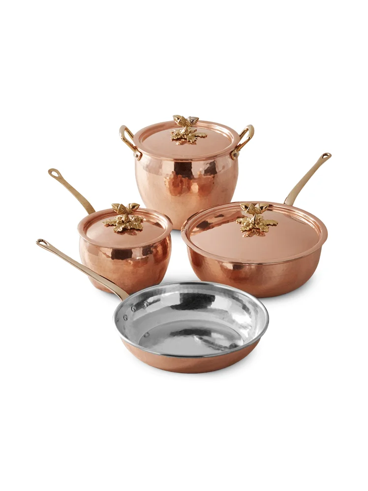 Ruffoni Historia Hammered Copper 7-Piece Cookware Set with Acorn Knobs